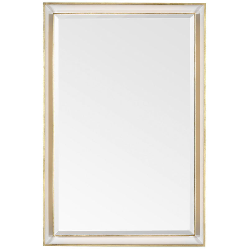 Tricia 24" x 36" Rectangular Lighted Mirror in Matte White and Gild