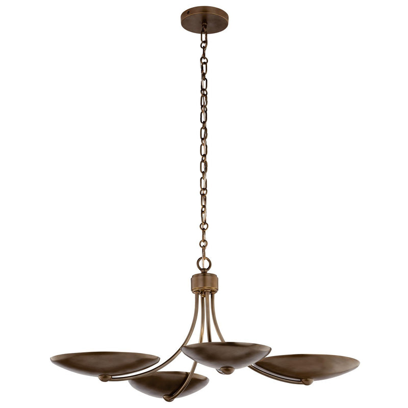 Palmela 4-Light Convertible Chandelier in Lacquered Brass
