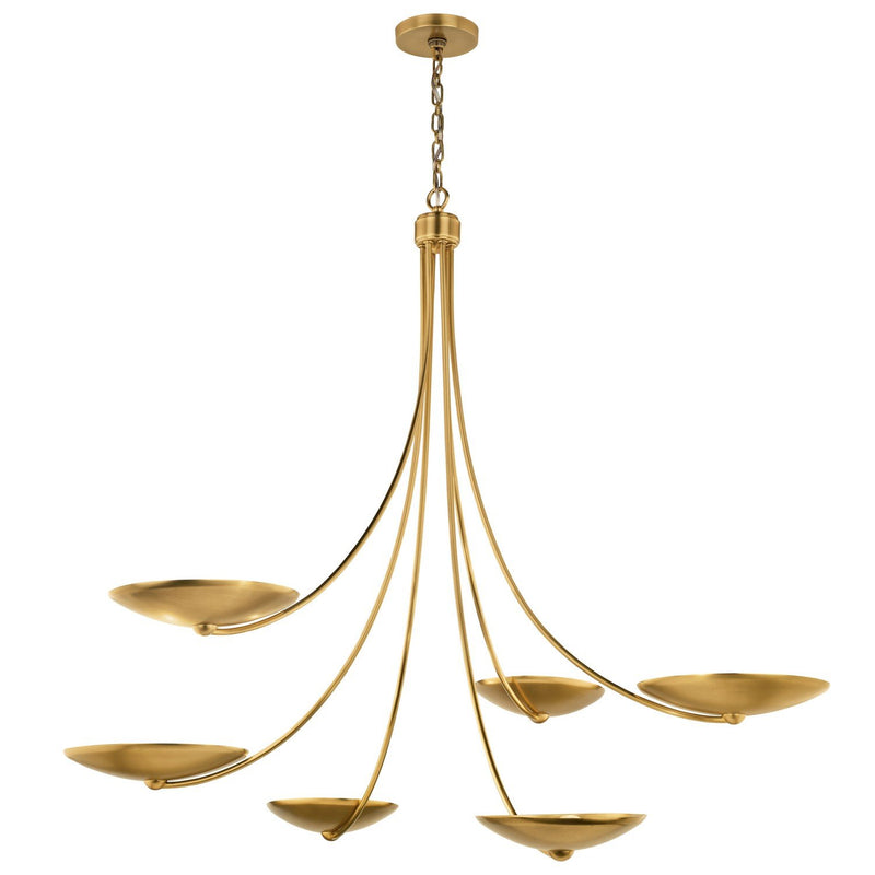 Palmela 6-Light Chandelier in Lacquered Brass