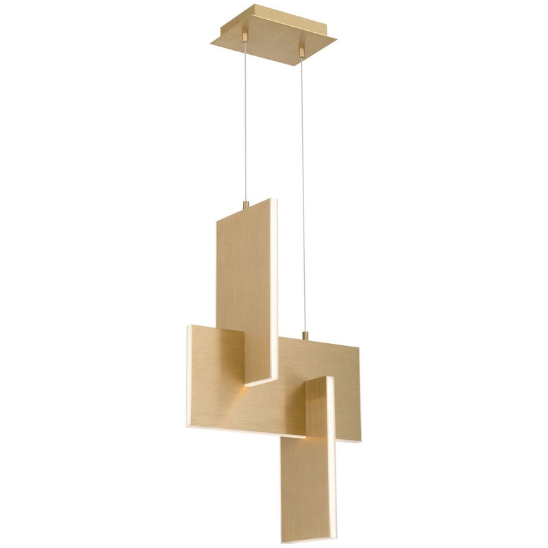 Joinery LED Pendant in Brushed Gold