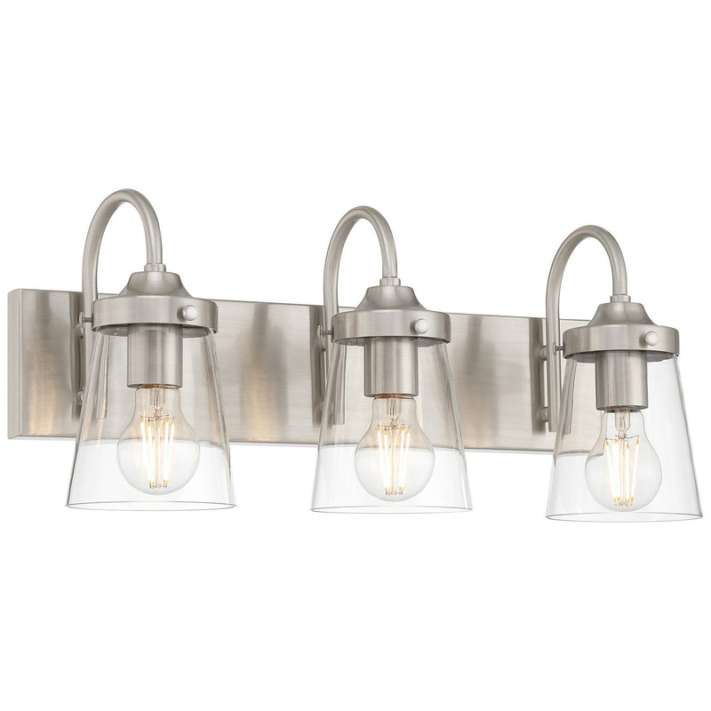 Dickens 3-Light Bath Vanity Light in Brushed Steel