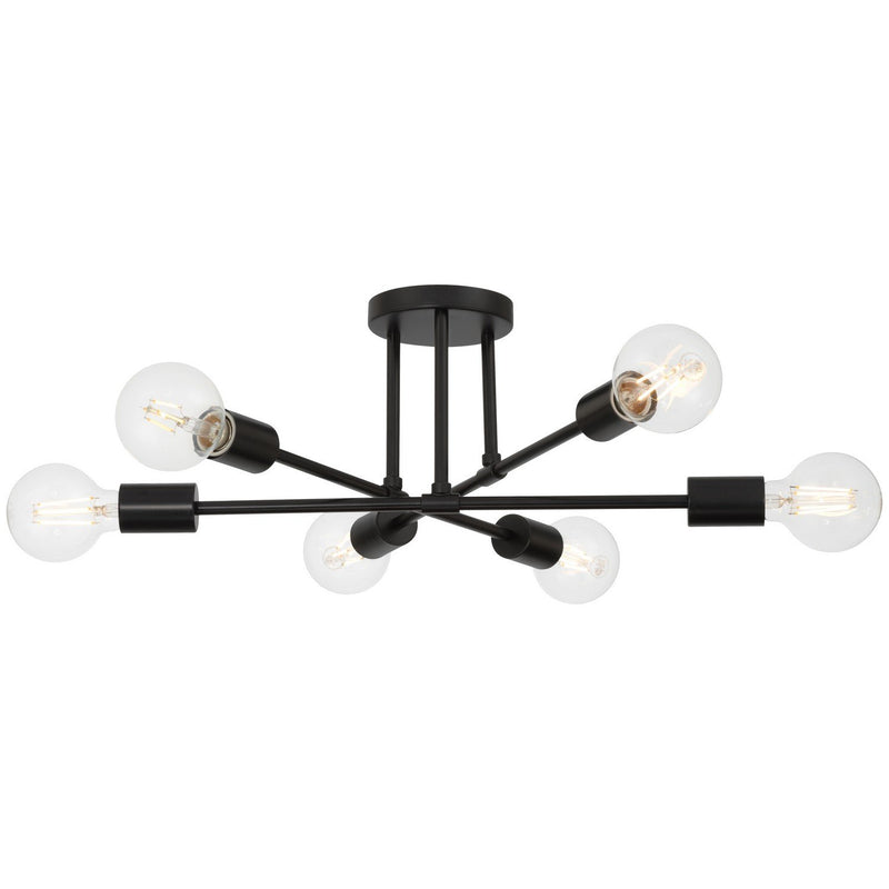 Marin 6-Light Semi-Flush Mount in Matte Black