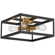Nikki 4-Light Flush Mount in Black W/antique Brushed Brass