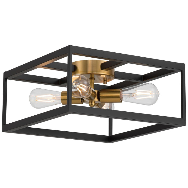 Nikki 4-Light Flush Mount in Black W/antique Brushed Brass
