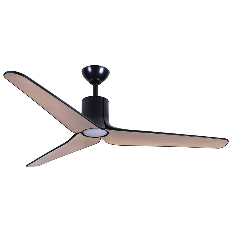Tempri 56" Outdoor LED Ceiling Fan in Coal Black / Ashwood