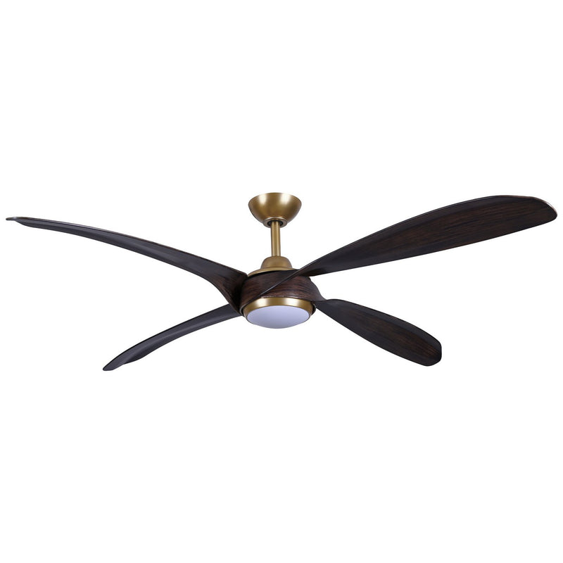 Mortyn 60" Outdoor LED Ceiling Fan in Legacy Brass / Dark Oak