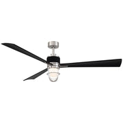 Nauticus 65" Outdoor LED Ceiling Fan in Brushed Nickel Wet with Coal Blades / Coal Black