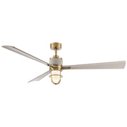 Nauticus 65" Outdoor LED Ceiling Fan in Legacy Brass / Warm Coastal Driftwood