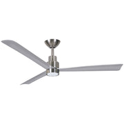 Simple 52" Outdoor LED Ceiling Fan in Brushed Nickel Wet / Silver
