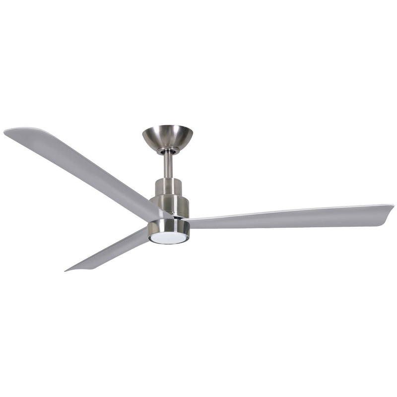 Simple 52" Outdoor LED Ceiling Fan in Brushed Nickel Wet / Silver