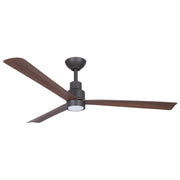 Simple 52" Outdoor LED Ceiling Fan in Oil Rubbed Bronze / Medium Maple