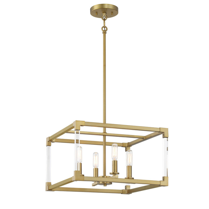 Oro District 4-Light Chandelier in Soft Brass