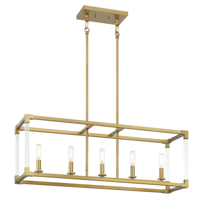Oro District 5-Light Linear Chandelier in Soft Brass