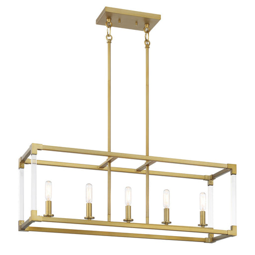 Oro District 5-Light Linear Chandelier in Soft Brass