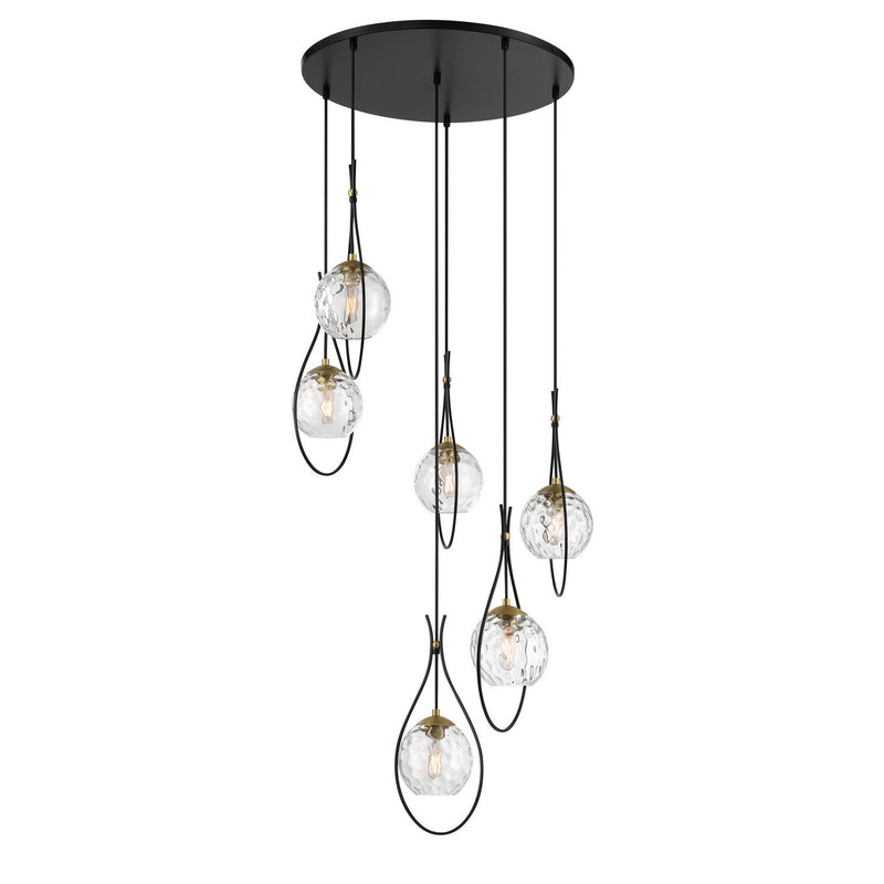 Cody 6-Light Pendant in Coal and Soft Brass