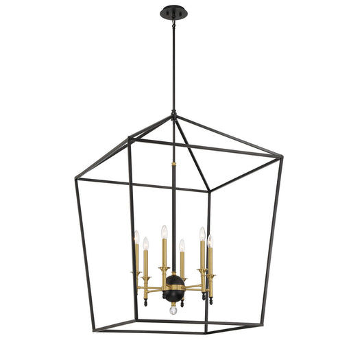 Townhall 6-Light Pendant in Coal and Soft Brass