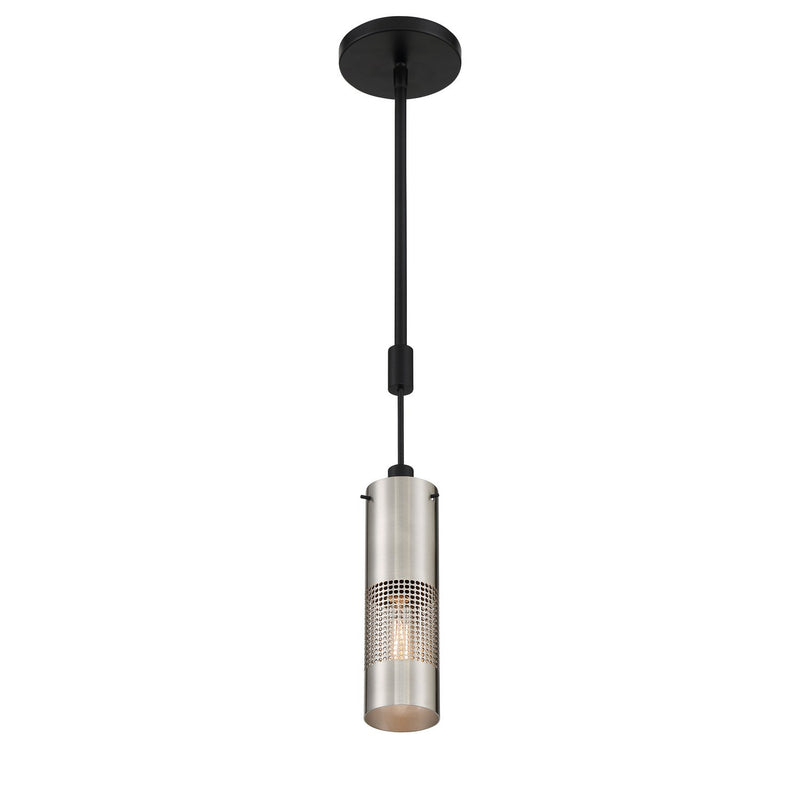Grid 3 Mini Pendant in Brushed Nickel and Coal Highlights