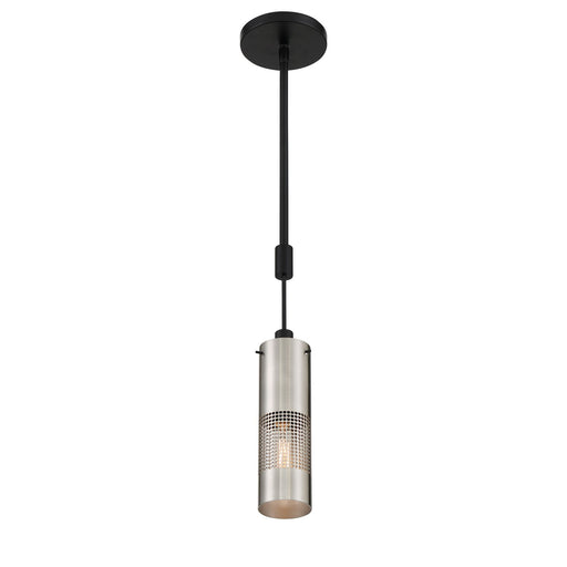 Grid 3 Mini Pendant in Brushed Nickel and Coal Highlights