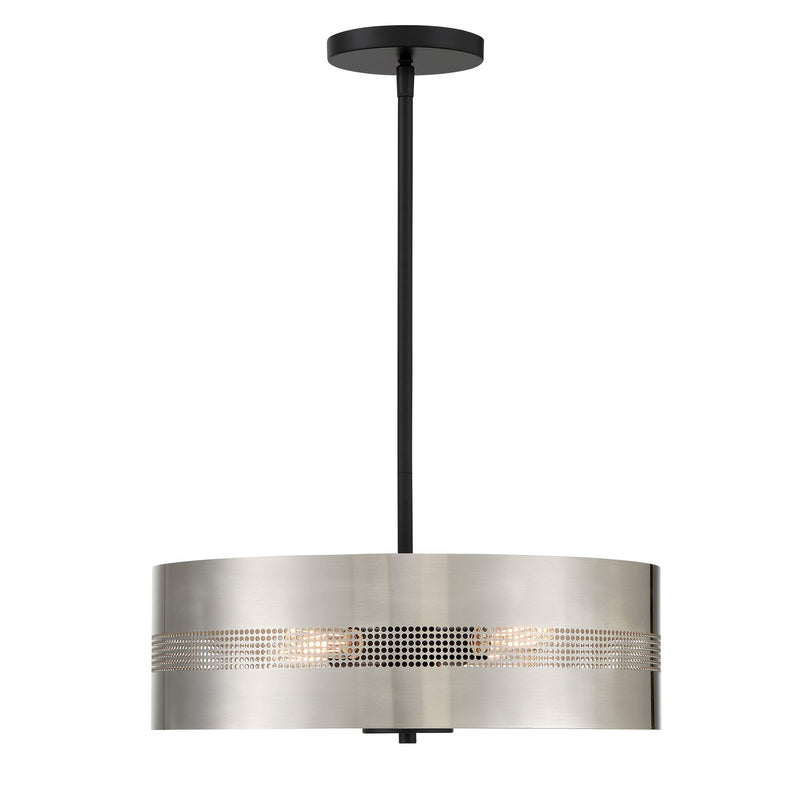 Grid 3 4-Light Convertible Pendant in Brushed Nickel and Coal Highlights
