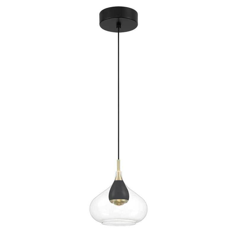 Arabesque 7" LED Mini Pendant in Coal and Brushed Gold