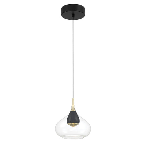 Arabesque 7" LED Mini Pendant in Coal and Brushed Gold