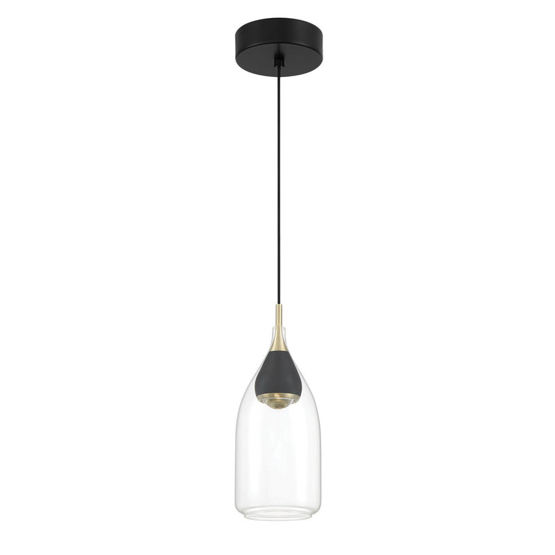 Arabesque 4.5" LED Mini Pendant in Coal and Brushed Gold