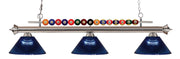 Shark 3 Light 58" Billiard, Acrylic Shades in Brushed Nickel