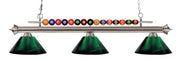 Shark 3 Light 58" Billiard, Acrylic Shades in Brushed Nickel