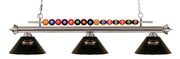Shark 3 Light 58" Billiard, Acrylic Shades in Brushed Nickel