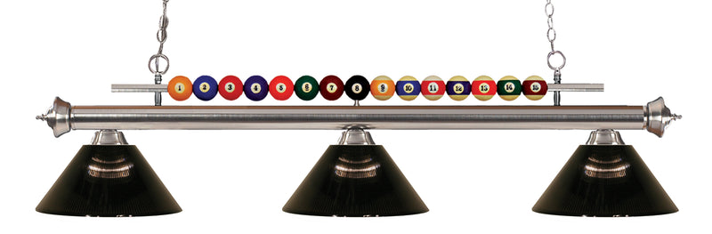Shark 3 Light 58" Billiard, Acrylic Shades in Brushed Nickel