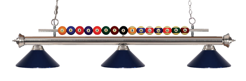 Shark 3 Light Billiard, Metal Shades in Brushed Nickel