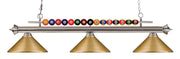Shark 3 Light Billiard, Metal Shades in Brushed Nickel