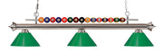 Shark 3 Light 58" Billiard, Plastic Shades in Brushed Nickel