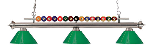 Shark 3 Light 58" Billiard, Plastic Shades in Brushed Nickel