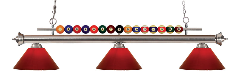 Shark 3 Light 58" Billiard, Plastic Shades in Brushed Nickel