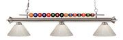 Shark 3 Light 58" Billiard, Plastic Shades in Brushed Nickel