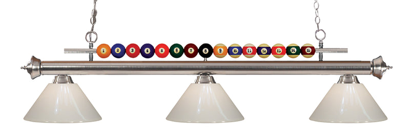 Shark 3 Light 58" Billiard, Plastic Shades in Brushed Nickel