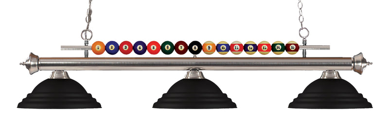Shark 3 Light 60" Billiard, Metal Shades in Brushed Nickel
