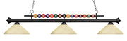 Shark 3 Light Billiard, Glass Shades (A14) in Matte Black