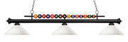 Shark 3 Light Billiard, Glass Shades (A14) in Matte Black