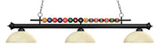Shark 3 Light Billiard, Glass Shades (D14) in Matte Black