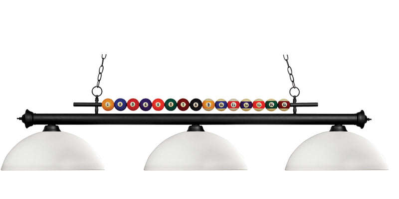 Shark 3 Light Billiard, Glass Shades (D14) in Matte Black