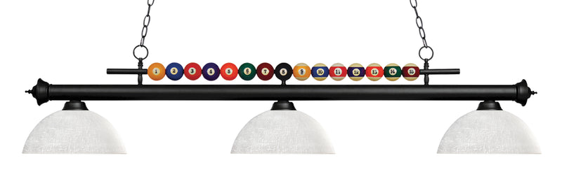 Shark 3 Light Billiard, Glass Shades (D14) in Matte Black