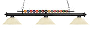 Shark 3 Light 60" Billiard, Glass Shades in Matte Black