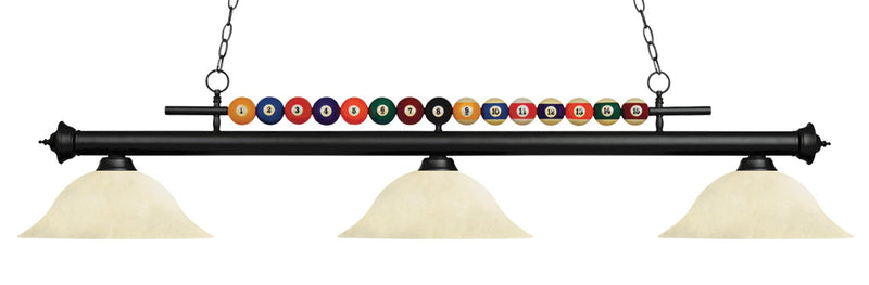 Shark 3 Light 60" Billiard, Glass Shades in Matte Black