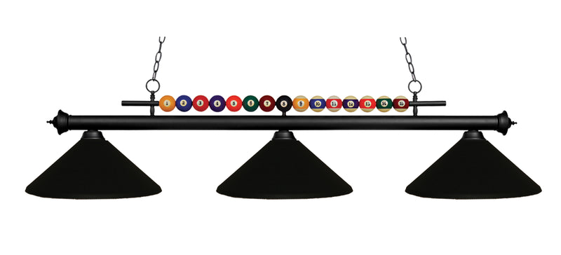 Shark 3 Light Billiard, Metal Shades in Matte Black