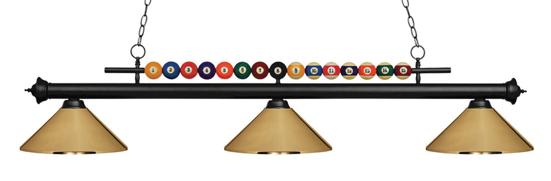 Shark 3 Light Billiard, Metal Shades in Matte Black