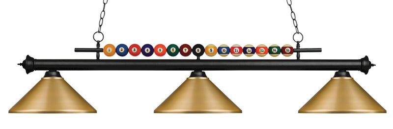 Shark 3 Light Billiard, Metal Shades in Matte Black