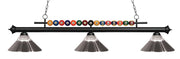 Shark 3 Light 58" Billiard, Glass Shades in Matte Black