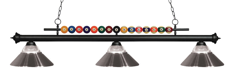 Shark 3 Light 58" Billiard, Glass Shades in Matte Black